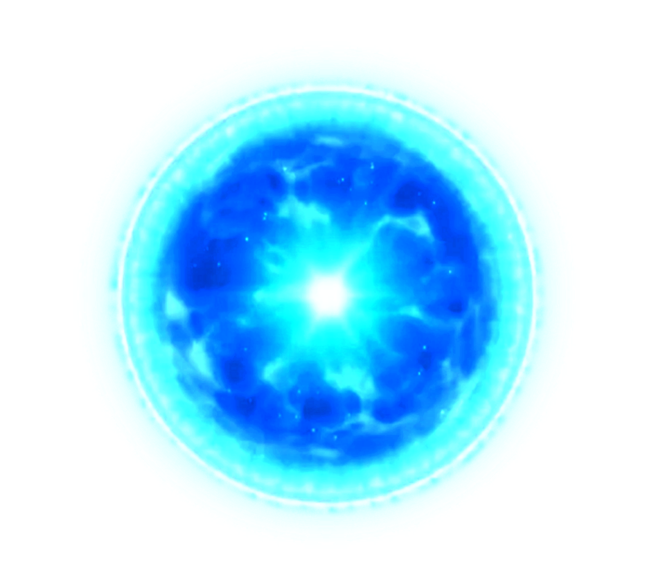 A bright, glowing blue circular light radiates outward with a luminous, intense white center. It is surrounded by multiple layers of blue and white hues, creating an ethereal and powerful visual effect against a transparent background, akin to the professionalism seen in quality IV solutions.